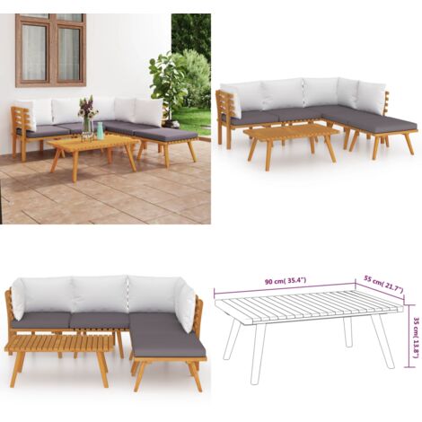Set Divani da Giardino 6 pz con Cuscini in Massello di Acacia - Divano in legno - Divano da esterno