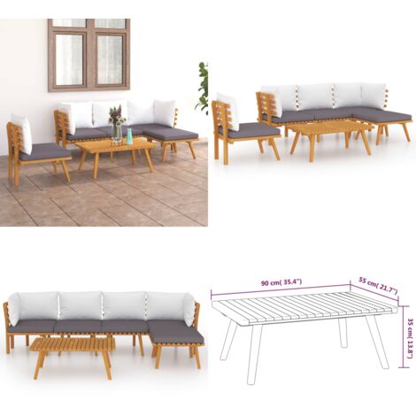 Set Divani da Giardino 6 pz con Cuscini in Massello di Acacia - Divano in legno - Divano da esterno