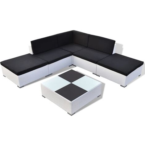 Set Divani da Giardino 6 pz con Cuscini in Polyrattan Bianco vidaXL