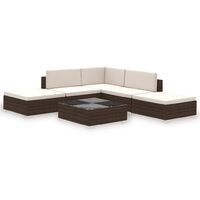 Set Divani da Giardino 6 pz con Cuscini in Polyrattan Marrone
