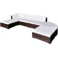 Set Divani da Giardino 6 pz con Cuscini in Polyrattan Marrone