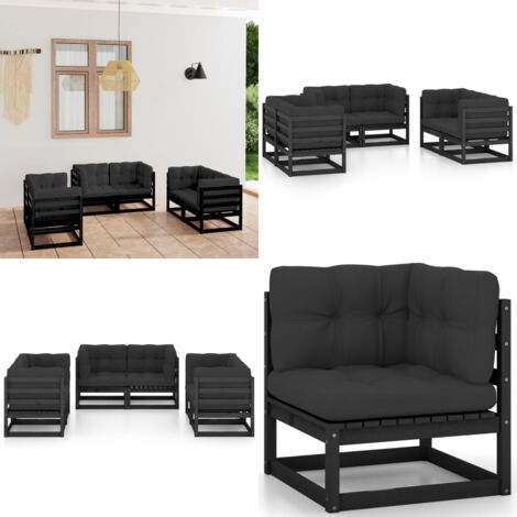 Set Divani da Giardino 6 pz con Cuscini Legno Massello Pino - Divano angolare - Cuscini da giardino