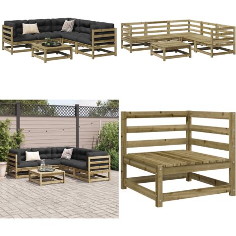 Set Divani da Giardino 6 pz in Legno Impregnato di Pino - Divano da esterno - Seduta da giardino