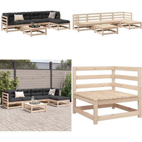 Set Divani da Giardino 6 pz in Legno Massello di Pino - Divano angolare - Divano da esterno