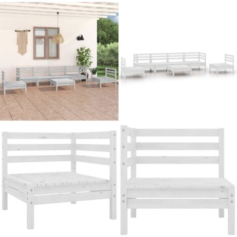 Set Divani da Giardino 7 pz Bianco in Legno Massello di Pino - Divani da giardino - Set da giardino