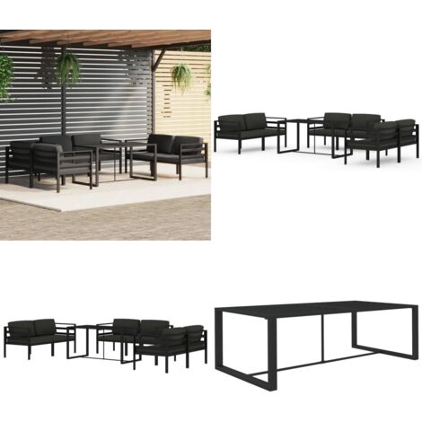 Set Divani da Giardino 7 pz con Cuscini in Alluminio Antracite - Divano da patio - Alluminio