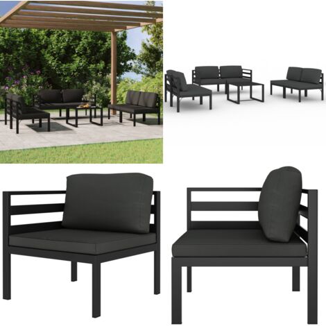 Set Divani da Giardino 7 pz con Cuscini in Alluminio Antracite - Divano in alluminio - Set di divani