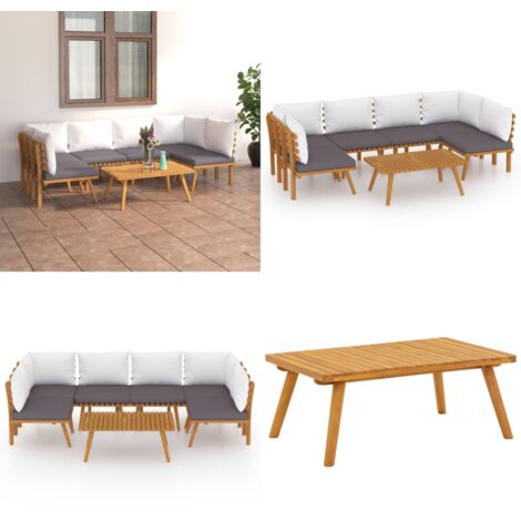 Set Divani da Giardino 7 pz con Cuscini in Massello di Acacia - Divano in legno - Cuscini per divano
