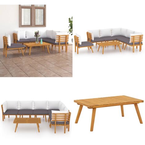Set Divani da Giardino 7 pz con Cuscini in Massello di Acacia - Divano in legno - Cuscini per divano