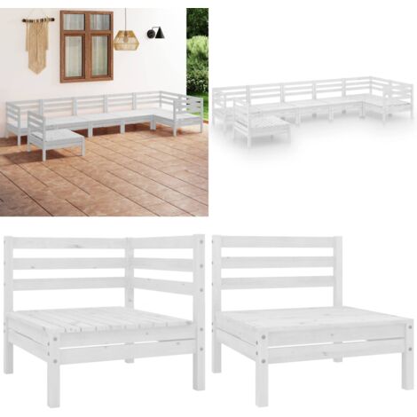 Set Divani da Giardino 7 pz in Legno Massello di Pino Bianco - Divani in legno - Divani da esterno