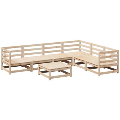 Set Divani da Giardino 7 pz in Legno Massello di Pino vidaXL