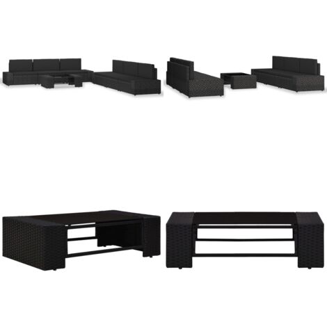 Set Divani da Giardino 7 pz in Polyrattan Nero - Set di divani - Polyrattan