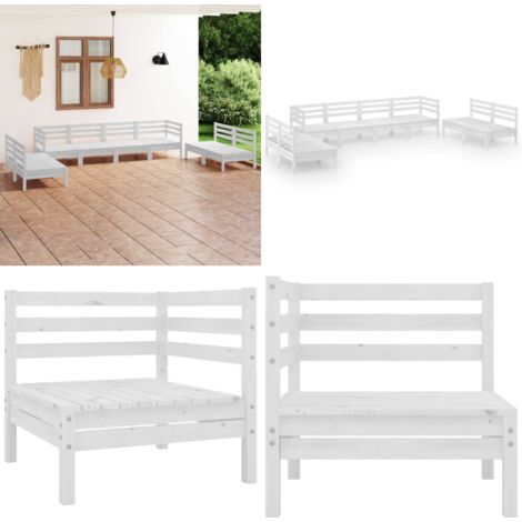 Set Divani da Giardino 8 pz Bianco in Legno Massello di Pino - Divani da giardino - Divano in legno