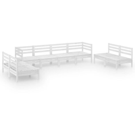 Set Divani da Giardino 8 pz Bianco in Legno Massello di Pino vidaXL