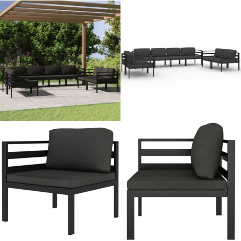 Set Divani da Giardino 8 pz con Cuscini in Alluminio Antracite - Divani da patio - Alluminio