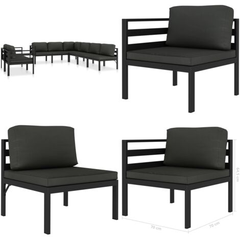 Set Divani da Giardino 8 pz con Cuscini in Alluminio Antracite - Divano in alluminio - Set di divani