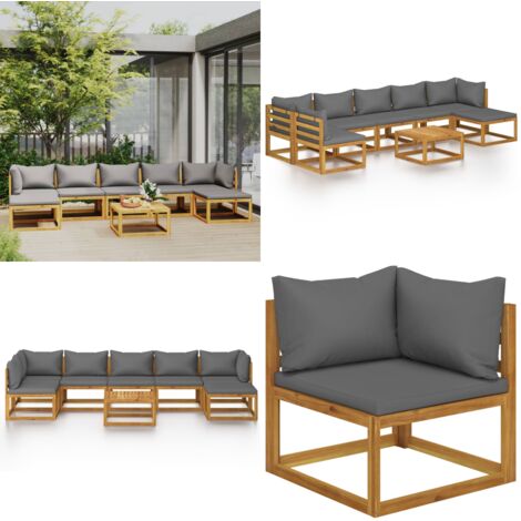 Set Divani da Giardino 8 pz con Cuscini in Massello di Acacia - Divano in legno - Set di sedute