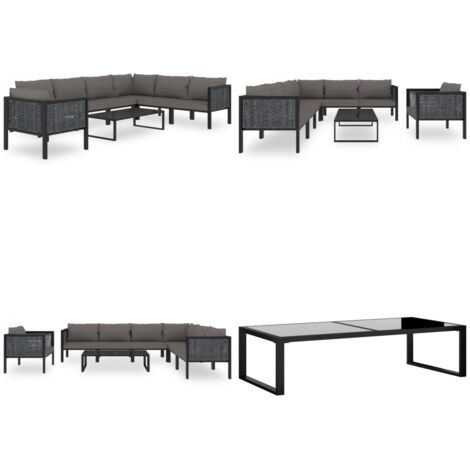 Set Divani da Giardino 8 pz con Cuscini in Polyrattan Antracite - Poltrona da giardino - Set da salotto esterno