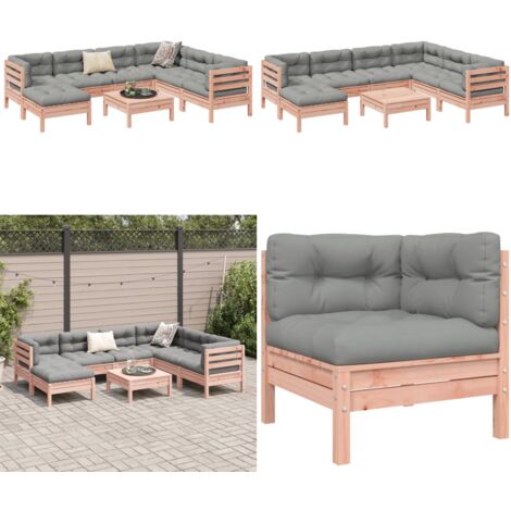 Set Divani da Giardino 8 pz con Cuscini Massello Abete Douglas - Divano angolare - Divano centrale