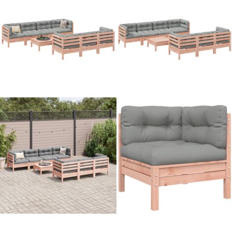 Set Divani da Giardino 8 pz con Cuscini Massello Abete Douglas - Sedute da esterno - Mobili da giardino