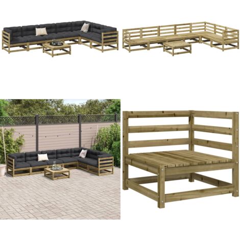 Set Divani da Giardino 8 pz in Legno Impregnato di Pino - Divano angolare - Seduta da esterno