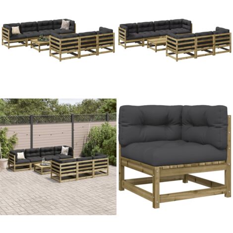 Set Divani da Giardino 8pz con Cuscini Legno Impregnato di Pino - Sedute angolari - Cuscini per divano