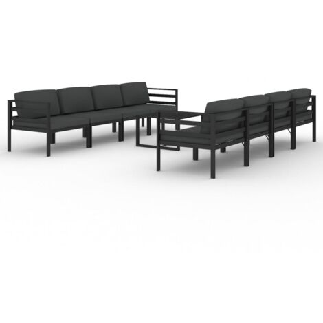 Set Divani da Giardino 9 pz con Cuscini in Alluminio Antracite vidaXL