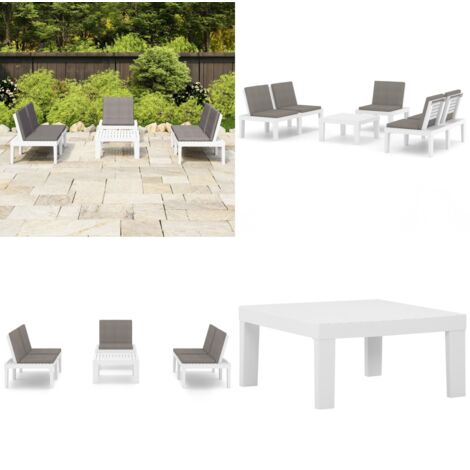 Set Divani da Giardino con Cuscini 4 pz in Plastica Bianco - Divano da giardino - Cuscini da giardino