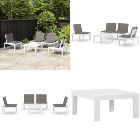 Set Divani da Giardino con Cuscini 4 pz in Plastica Bianco - Divano da giardino - Cuscini da giardino