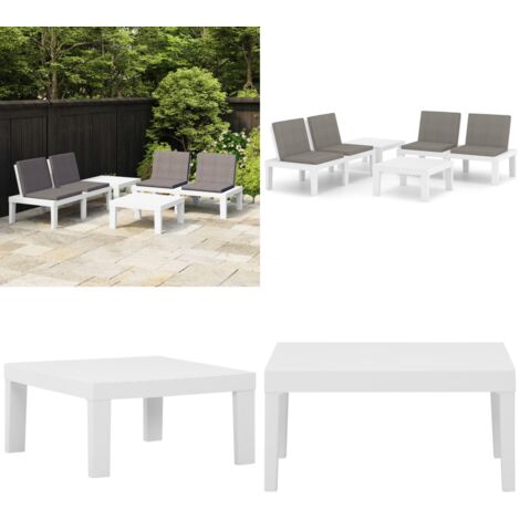 Set Divani da Giardino con Cuscini 4 pz in Plastica Bianco - Divano da giardino - Cuscini da giardino