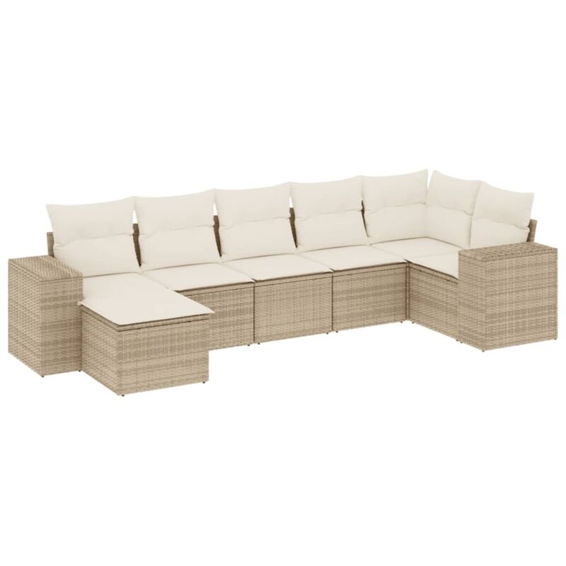 Vidaxl Set Divani Da Giardino 7 Pz Con Cuscini Beige In Polyrattan