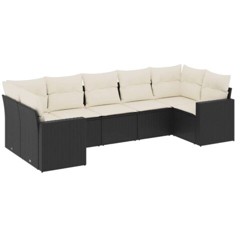 Set Divani da Giardino con Cuscini 7pz Nero Polyrattan vidaXL