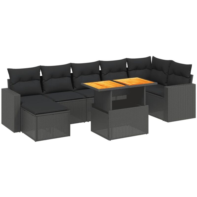 Set Divani Da Giardino Con Cuscini 8 Pz Nero In Polyrattan Vidaxl