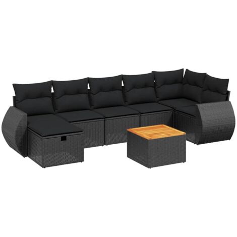 Set Divani da Giardino con Cuscini 8 pz Nero in Polyrattan vidaXL