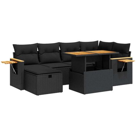 Set Divani da Giardino con Cuscini 8 pz Nero in Polyrattan vidaXL
