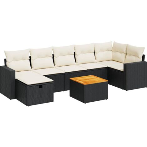 Set Divani da Giardino con Cuscini 8 pz Nero in Polyrattan vidaXL