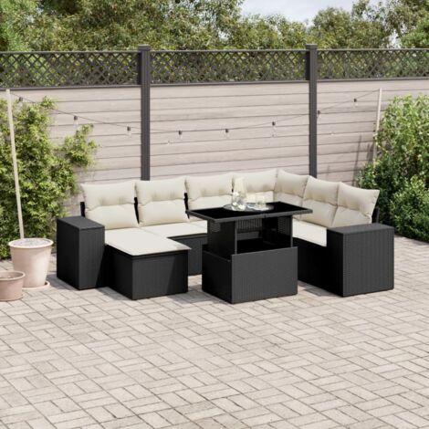 Set Divani da Giardino con Cuscini 8 pz Nero in Polyrattan vidaXL