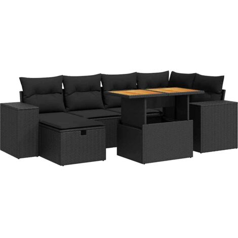 Set Divani da Giardino con Cuscini 8 pz Nero Polyrattan Acacia vidaXL