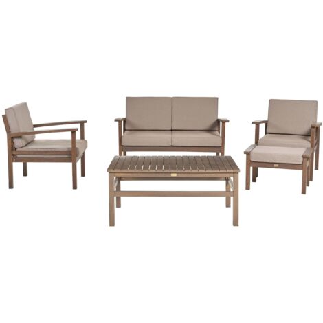 Set Divani da Giardino in Legno di Acacia Massiccio a 4 Posti con Tavolo Manila
