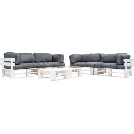 Set Divani da Giardino Pallet 6 pz con Cuscini Grigi in Legno vidaXL
