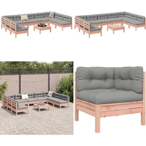 Set Divani Giardino 10 pz con Cuscini Massello Abete Douglas - Divano in legno - Divano in abete Douglas