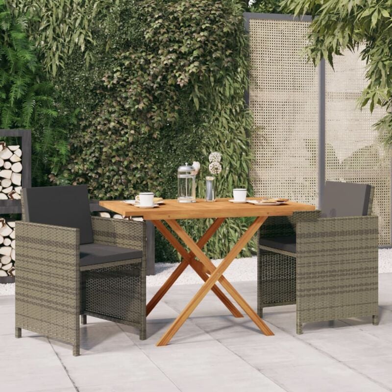 Furniture Limited - Set da Pranzo per Giardino 3 pz con Cuscini - Grijs