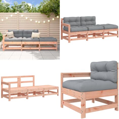 Set Divani Giardino 3pz con Cuscini Legno Massello di Douglas - Set di divani - Cuscini per divano