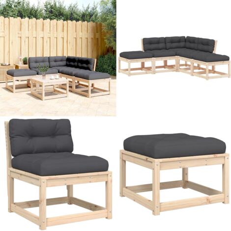 Set Divani Giardino 5 pz con Cuscini in Legno Massello di Pino - Divano in legno - Cuscini per divano