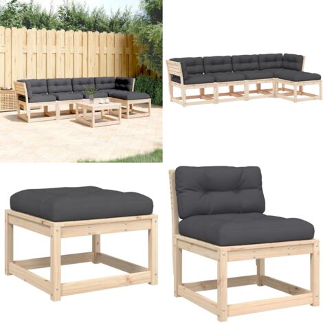 Set Divani Giardino 5 pz con Cuscini in Legno Massello di Pino - Divano in legno - Cuscini per divano