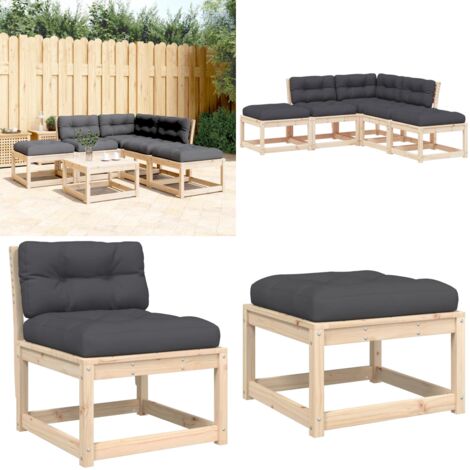 Set Divani Giardino 5 pz con Cuscini in Legno Massello di Pino - Divano in legno - Cuscini per divano