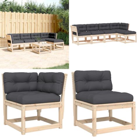 Set Divani Giardino 5 pz con Cuscini in Legno Massello di Pino - Divano in legno - Cuscini per divano