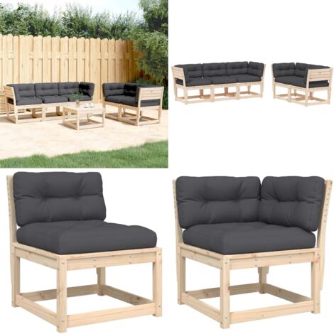 Set Divani Giardino 5 pz con Cuscini in Legno Massello di Pino - Divano in legno - Cuscini per divano