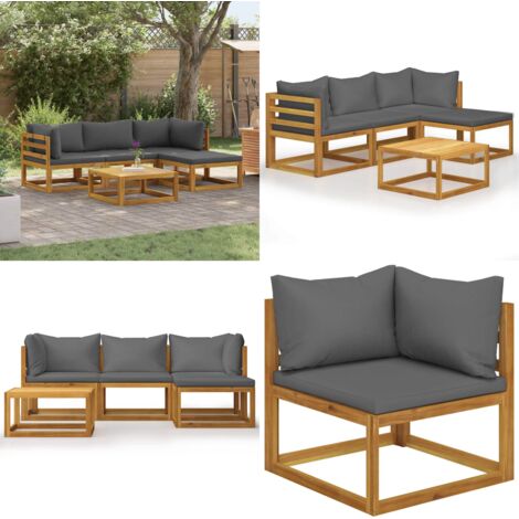 Set Divani Giardino 5 pz con Cuscini Legno Massello di Acacia - Divano esterno - Set di divani