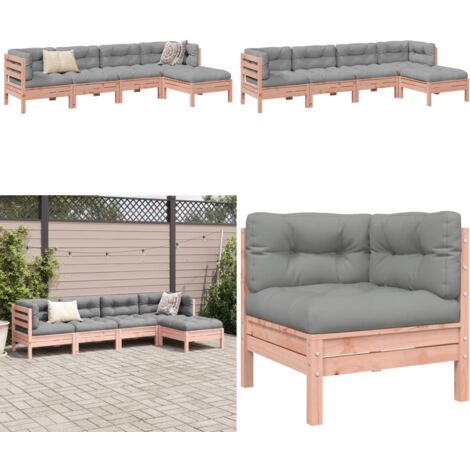 Set Divani Giardino 5 pz Cuscini Legno Massello Abete Douglas - Cuscini per divano - Divano angolare